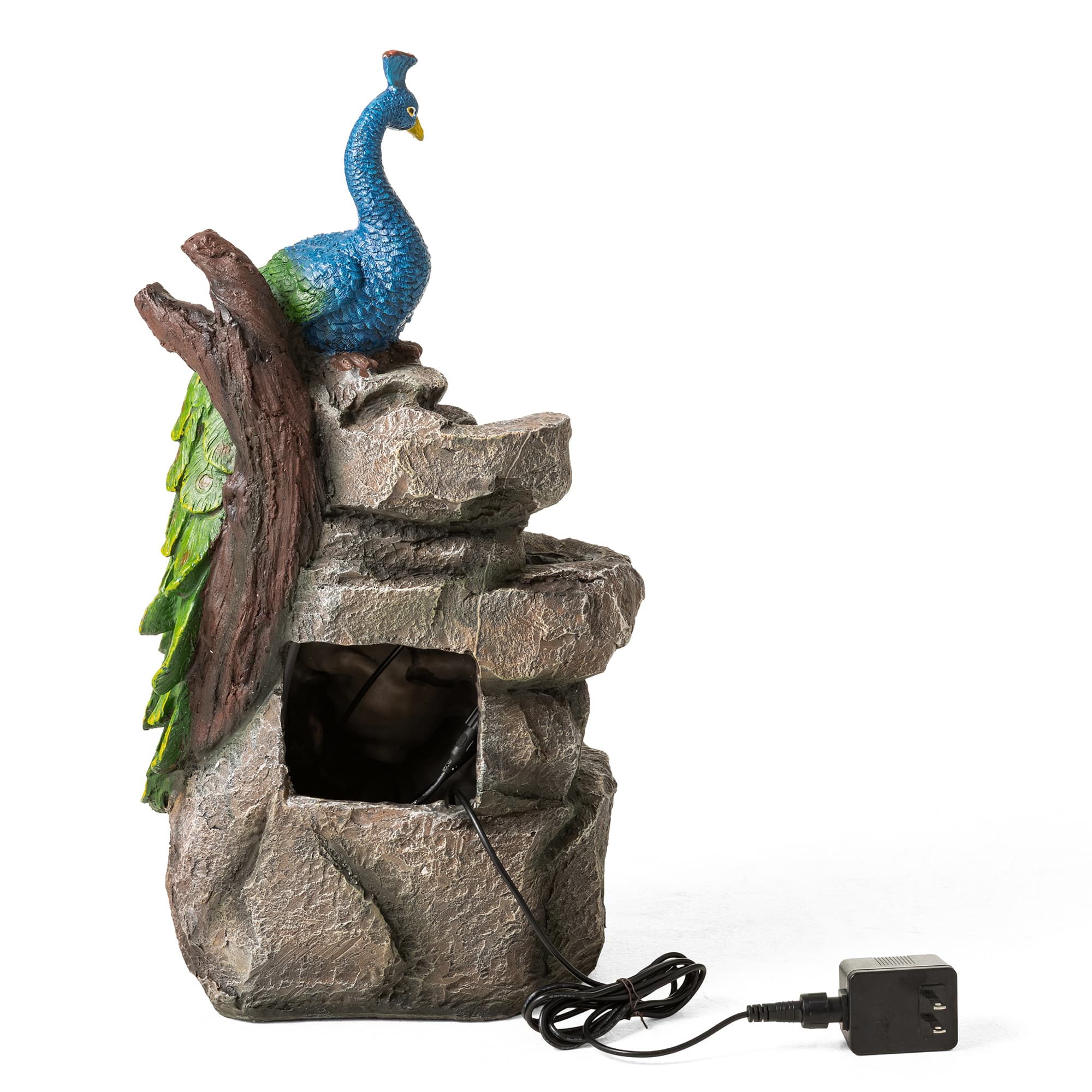 Glitzhome® 20.5" LED 4-Tier Peacock Outdoor Fountain
